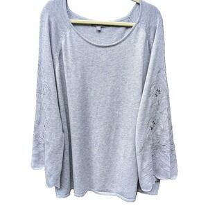 Jessica London Womans Sweater 30 32 Embroidered Floral Minimalist Classic Casual